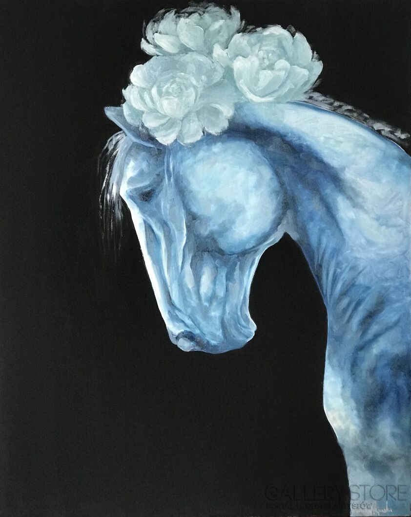 First37692 Last37692-Horse with flowers -Technika mieszana