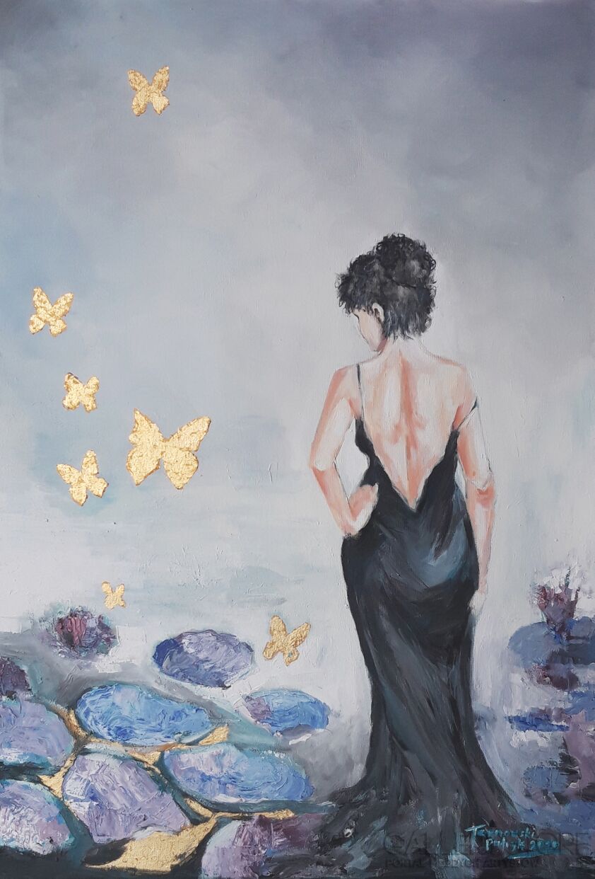 First26445 Last26445-Gold butterfly-Akryl