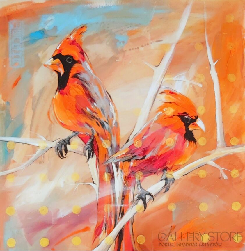 First34091 Last34091-Cardinals in winter-Akryl