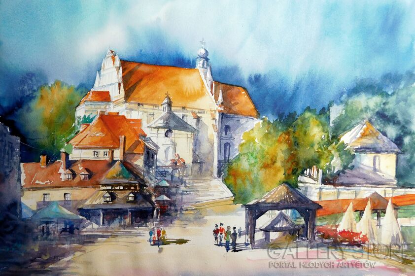 First29283 Last29283-Kazimierz Dolny - rynek-Akwarela