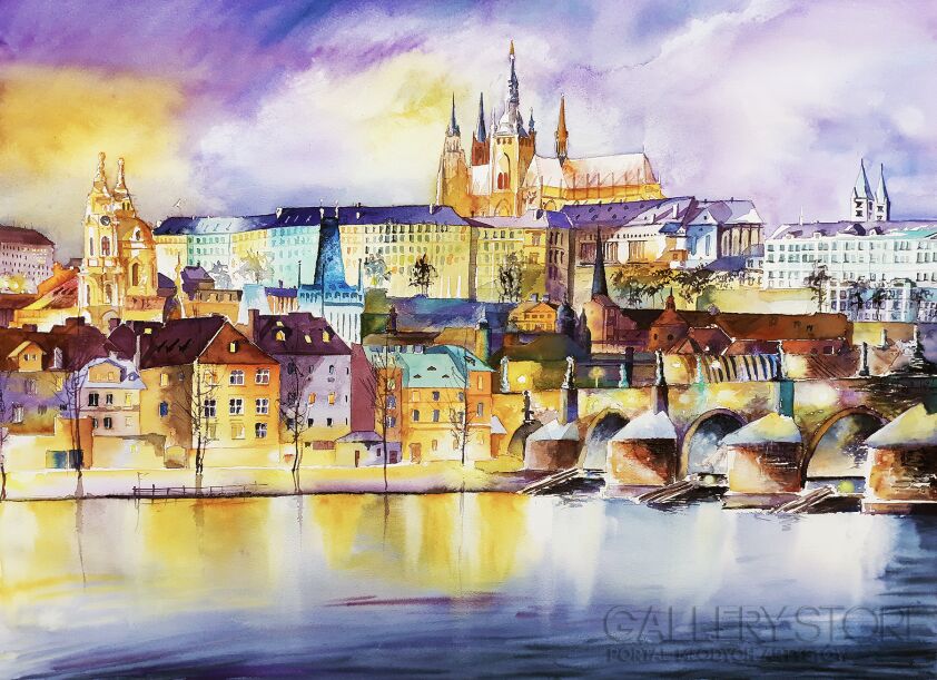 First29283 Last29283-Winter Prague by Night-Akwarela
